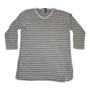 Tommy Hilfiger T-Shirt Dress XL Women's Long Sleeve White Striped Casual Preppy